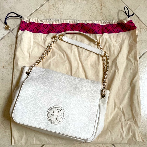 NWT Tory Burch MARION FLAG IVORY White Leather Double Strap...